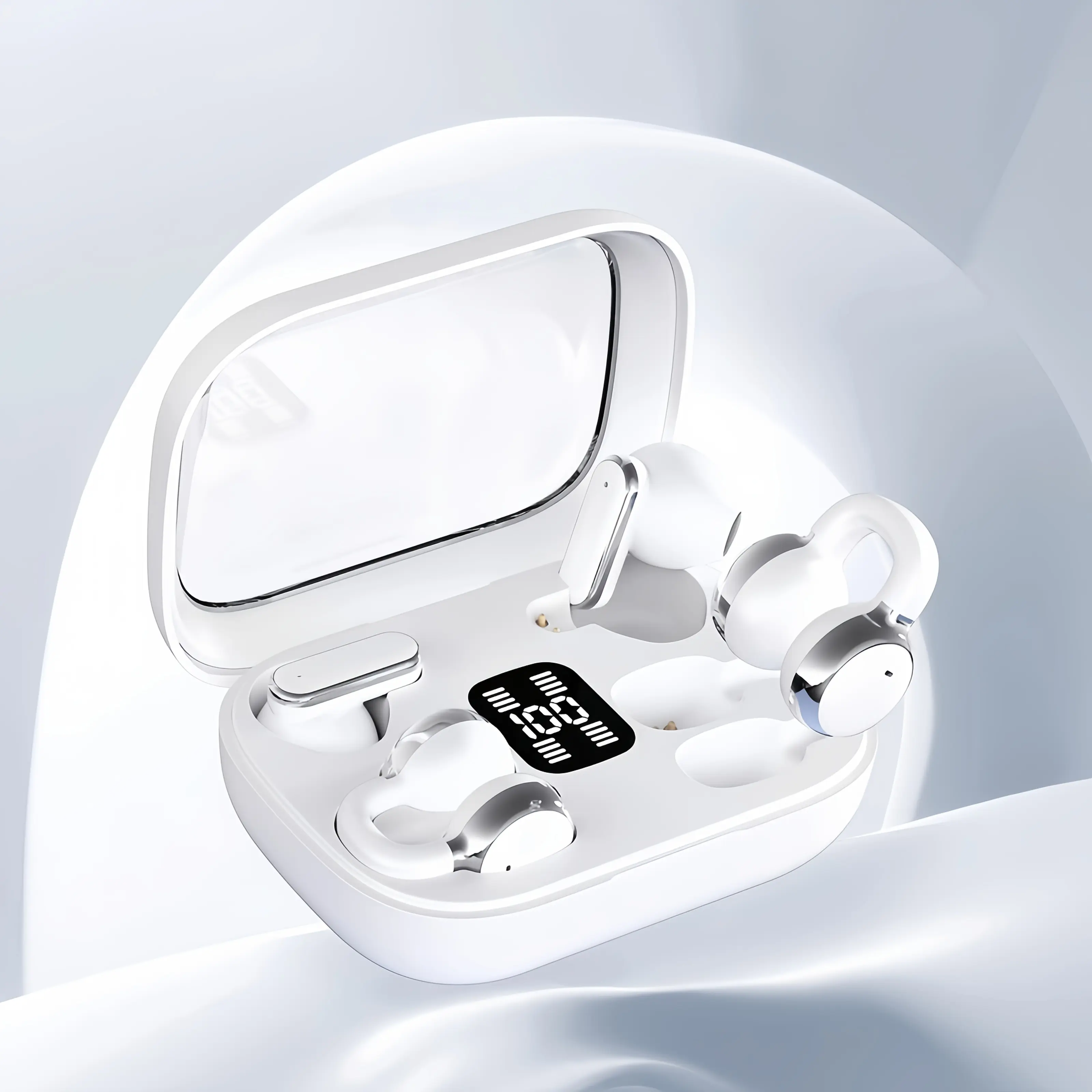 Portable Active Noise Canceling (ANC) Wireless Earbuds, AI Capabilities, Bluetooth Audio, Cordless Design, Charging Case, Built-In Mic, Ultra-Long Battery, Secure Fit for Gym & Home Office, Compatible with Phones & Tablets