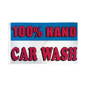 100% Hand Car Wash Flag 3x5ft Poly