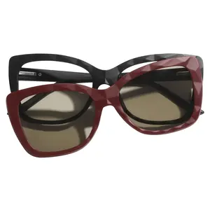 FYTOO Fashion Clip-On Glasses | High-Quality Acetate Frame & Clear Lens | Two-in-One Convertible Eyewear | Lightweight All-Day Comfort | Unisex Essential FT1291-01