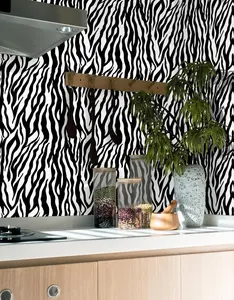 Zebra Peel & Stick Wallpaper, 78.7"x16.1" Black & White Vinyl Contact Paper, Removable Waterproof Shelf
