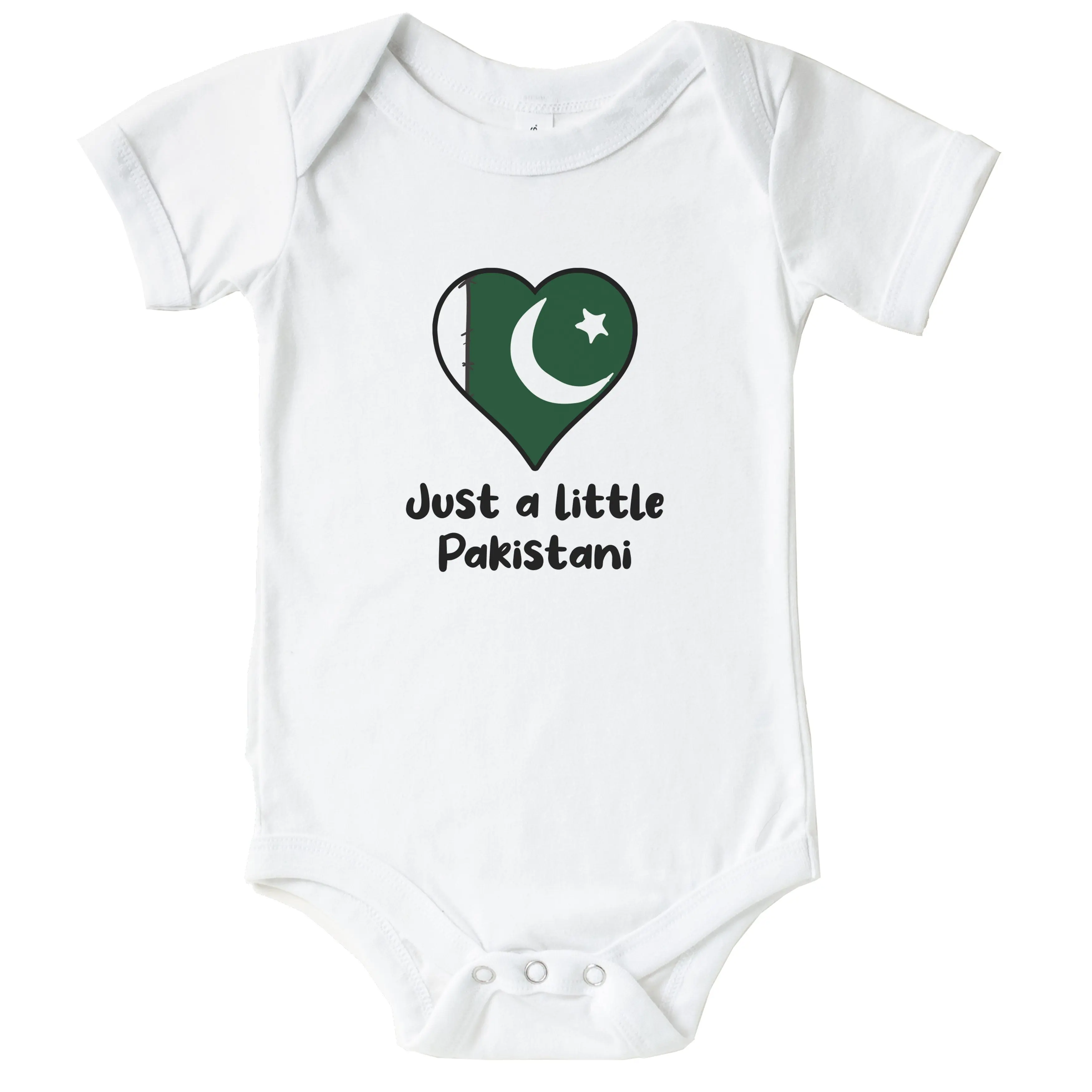 Just A Little Pakistani Pakistan Flag Heart One Piece Baby Bodysuit