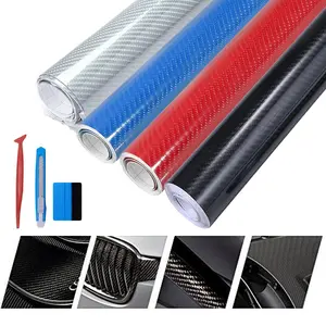 12‘’ x 60‘’ Carbon Fiber Vinyl Wrap - Outdoor Rated for Automotive Use - Contain Knife and Hand Tool For Car Door Window Pillars Sticker Decal Exterior Trim Wrap
