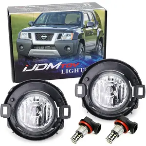 iJDMTOY H11 Xenon White 15-SMD LED Bulb Fog Light Assemblies Kit with Relay Switch, For 2010-2020 Nissan Frontier Plastic Bumper, 2005-2015 Nissan Xterra