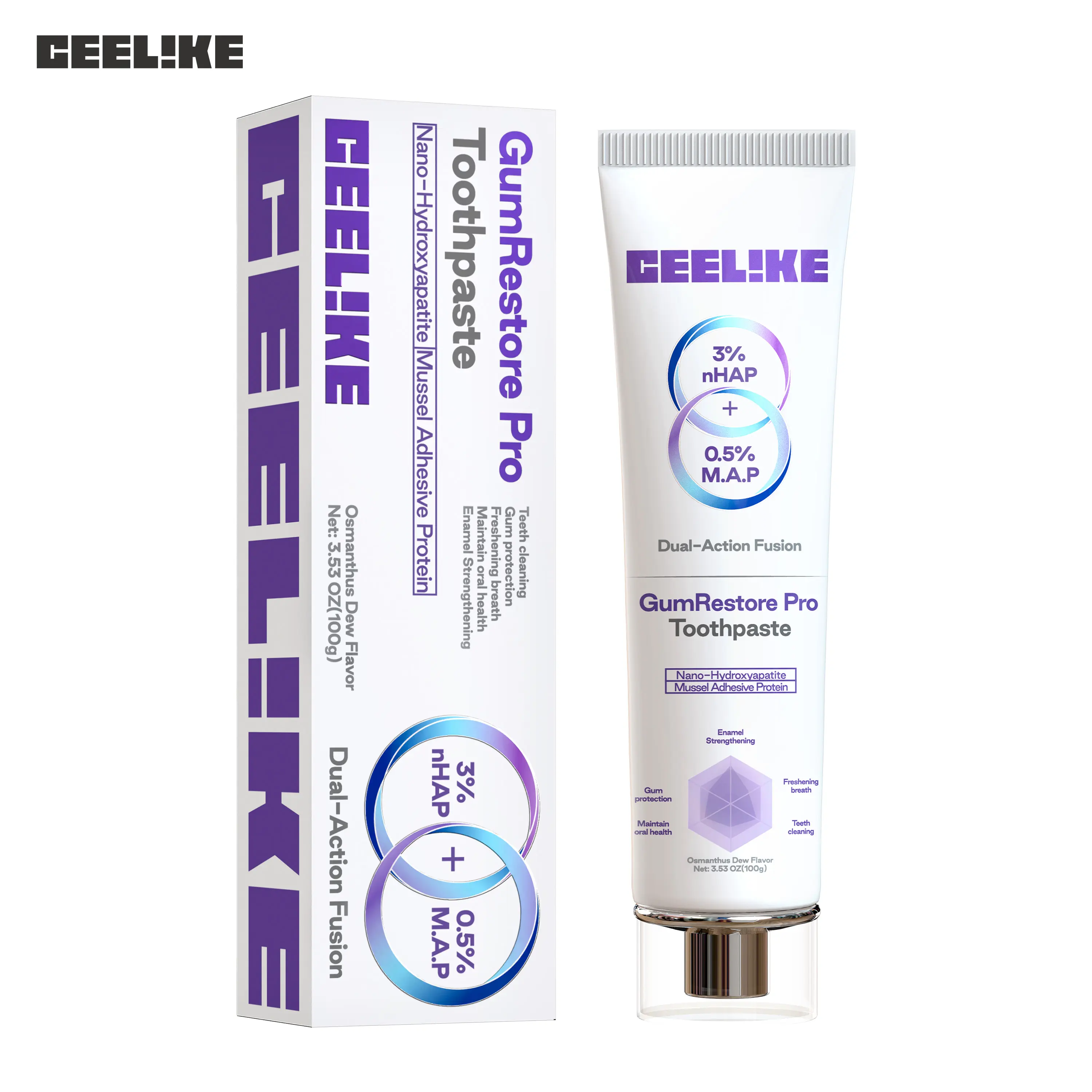 CEELIKE GumRestore Pro Toothpaste - 3% nHAP & 0.5% M.A.P - Gentle Formula for Enamel Health & Natural Shine - Osmanthus Dew Flavor - 3.53 oz