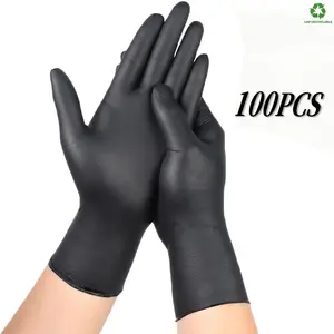 100Pcs Black Nitrile Disposable Rubber Gloves – Heavy-Duty, Latex-Free, Food-Safe, Tear-Resistant | Perfect for Kitchen Cleaning, Hair Dye, Automotive, Pet Care