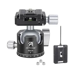 ARTCISE NB34 Low Profile Camera Tripod Ball Head, 34mm All Metal CNC Machining Panorama Ball Head with Two Quick Release Plates for Tripod, DSLR, Camcorder, Telescope，Max Load 44lbs/20kg