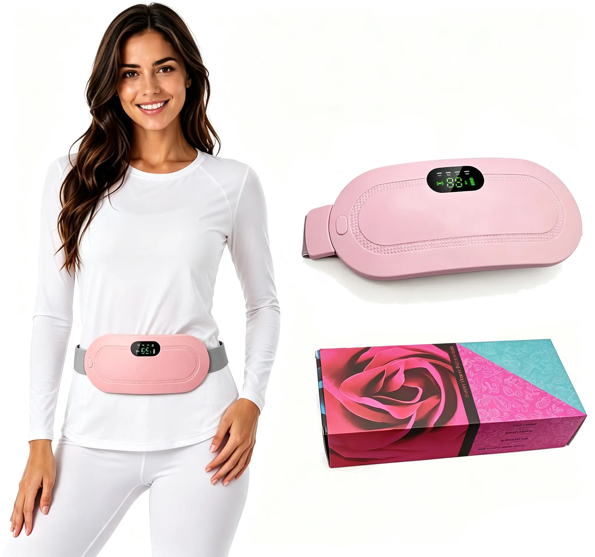 Heating Pad for Period Cramps, Electric Waist Belt, Portable Cordless Rechargeable Heating Belt with 3 Heat Levels for Menstrual Pain Relief