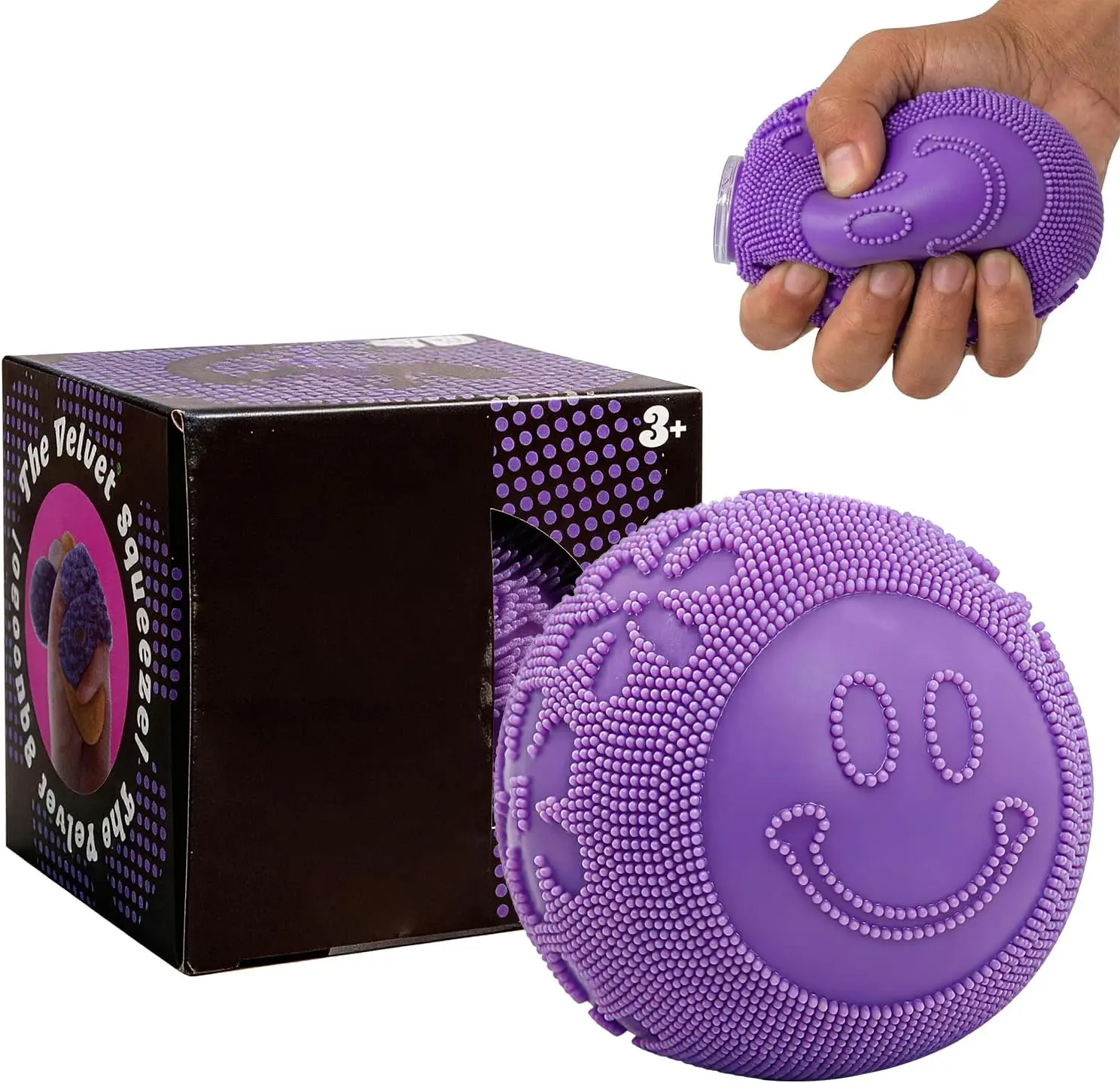 Fuzz Ball Squishy Stress Ball Toy Slow Rising Memory Foam Fidget Squishy Fuzz Balls Anxiety Stress Relief Toys,Party Favors Gift for Kid&Adults (Purple)
