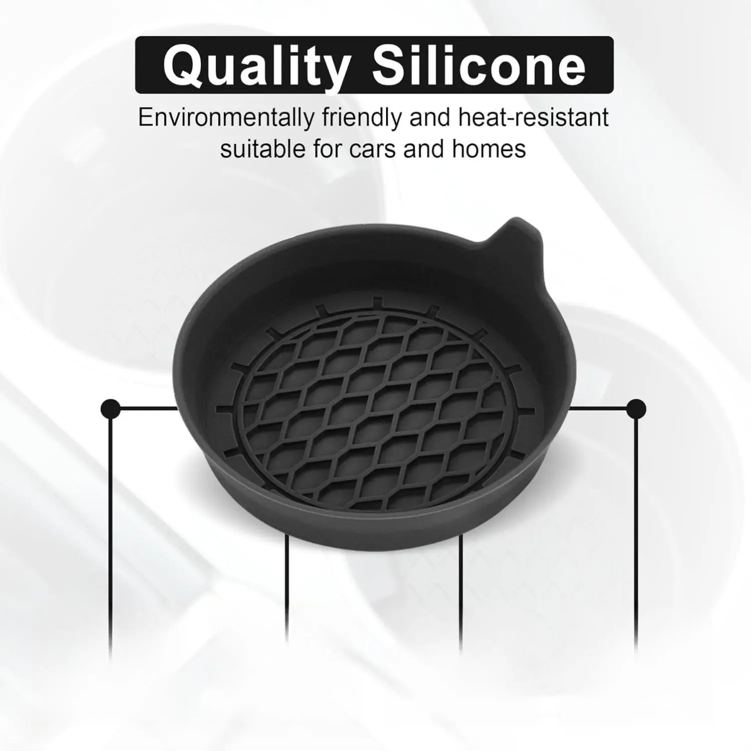 Car Cup Holder Coaster Silicone Insert Non-Slip Universal for Women & Men 4 Pack Black Heat-Resistant & Leak-Proof Car Accessories
