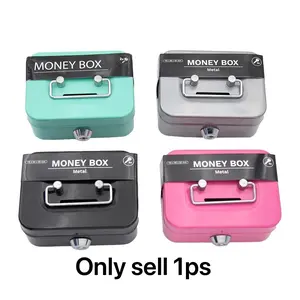 Creative Handheld Coin Bank with Key, Lockable Storage Box, Portable Change Holder, Durable Metal Material, Ideal for Savings, Metal Piggy Bank