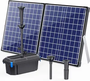 Biling Solar Pond Pump with Filtration System, Solar Panel, Pond Filter Box Kit, Outdoor Pond Water Feature Waterfall Pump.