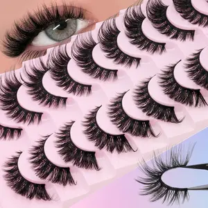 10 Pairs Dramatic Cat Eye Lashes, Mixed Lengths 6-18mm, Dense Curly Eyelashes, Reusable and Easy to Apply, Perfect Gift for Women