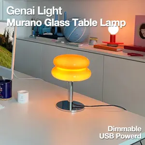 1pc Exquisite Murano Glass Dimmable Table Lamp - Ambience Enhancing USB Powered Light with Adjustable Brightness for Living Room, Bedroom, and Home Office Decor Perfect Bedside, Nightstand, Desk Accents Modern Touch