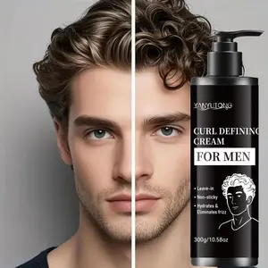 Men's Curl Management Cream 300ML Curly Hair Products, Reduces Frizz & Boosts Shine, Deep Nourishing No Residue, Suitable for All Hair Types