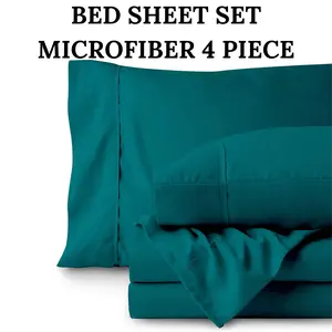 bed Sheets Set Queen Size Bed - 4 Pc Plain Microfiber Twin King Bedding sheets  with deep fitted Flat Sheet and Pillowcases bedding Christmas Gift