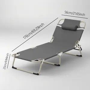 Gray Comfortable Folding Camping Bed for Adults 176cm x 56cm x 25cm Portable Guest Bed for Outdoor Naps Vacations Camping Restaurant Seating