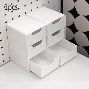 Desktop Storage Box, Multi-Functional Organizer for Home & Office Use, Cute Three Drawer Design, Mini Desk Organizer, Desk Accessories
