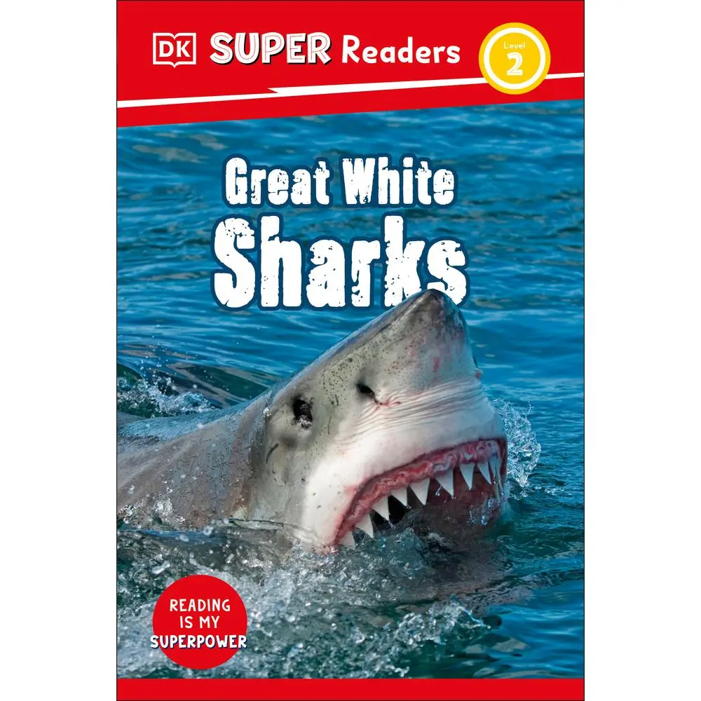 Used DK Super Readers Level 2 Great White Sharks Paperback Kid Book - English, Ocean Life Themed, Lexile Aligned, Boosts Understanding for Educational Supplies