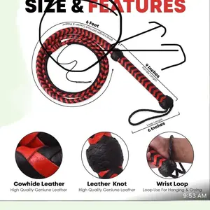 6 feet red and black bullwhip for cracking Water-Resistant Breathable Unisex Man Woman Set Shoe Footwear Leather Parent