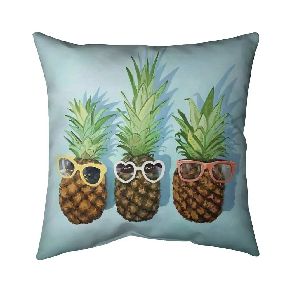 360 Stand 5541-1616-GA120 16x16 in. Tropical Summer Pineapples Food Pillow - Polyester Fill, Vibrant Print, Bedroom Home Decor, Pineapple Motif