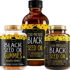 MAJU Black Seed Oil Bundle - Liquid, Capsules, and Gummies for Digestion and Wellness Edible Dietary Food Supplement for Optimum Hair, Skin & Nails