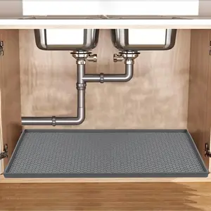 Under Sink Mat, 34"×22“ Silicone Bathroom Sink Mat, Under Sink Liner Drip Tray and Protectors for Bottom of kitchen Sink