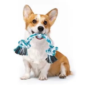 Vivifying Dog Rope Toys, 3 Knots Durable Braided Cotton Pet Chew Rope Toys for Dog Cat Puppy Teeth Cleaning(Blue) , Best Gift for Your Pet Pin Jia