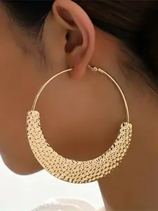 Fashionable Trendy Personality Exaggerated Texture Geometric Large Earrings, Unique Jewelry Accessory, Perfect for Stylish
