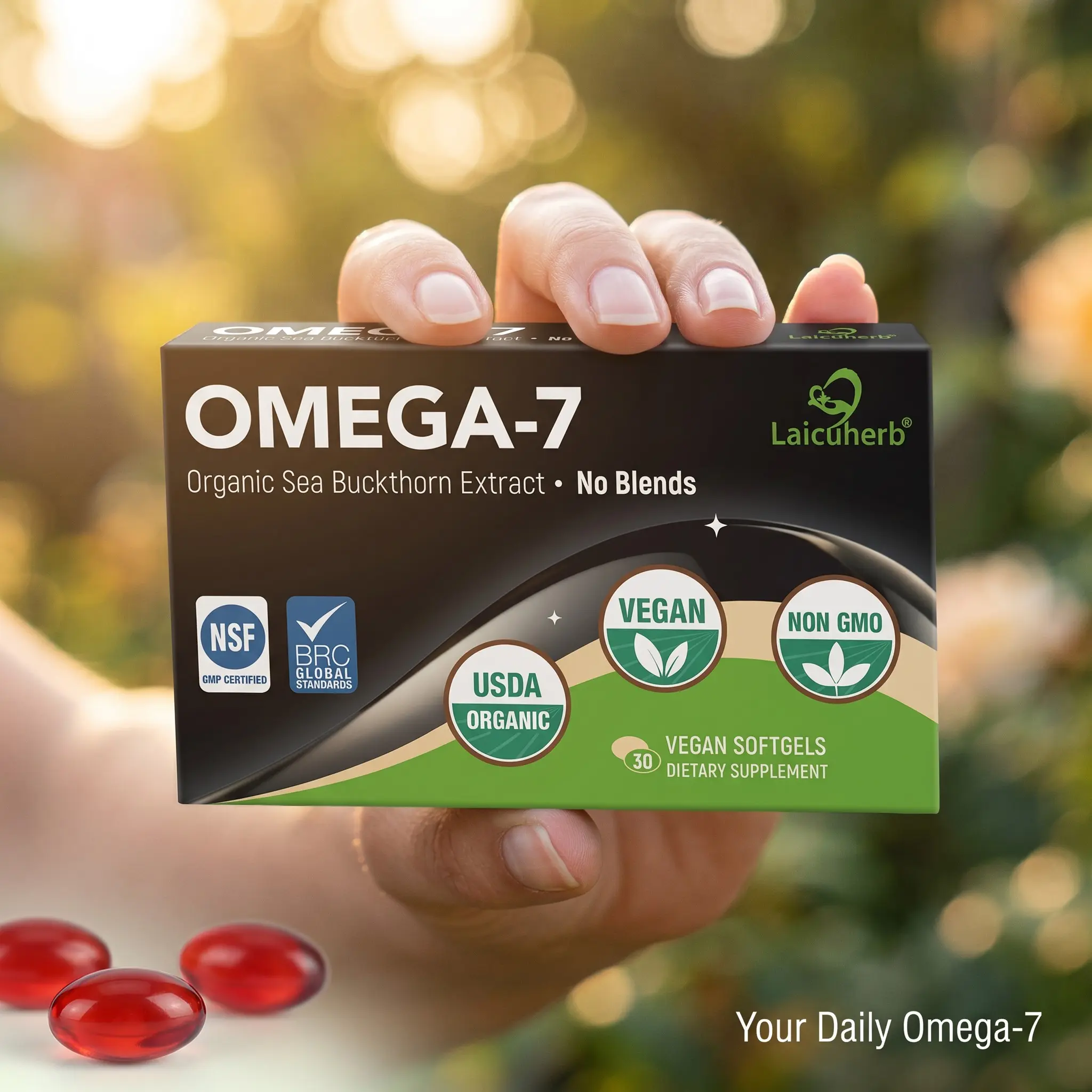 Sea Buckthorn Oil Omega 7 Supplement for Skin Hydration, Organic Vegan Softgels with Omega 3 6 9, Plant Based Beauty Nutrition for Healthy Looking Skin, Hair and Nails, USDA Organic Daily Wellness Capsules