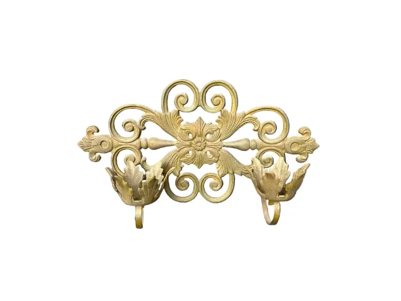 Pair of Tuscan Baroque-Style Iron Candelabra Sconces