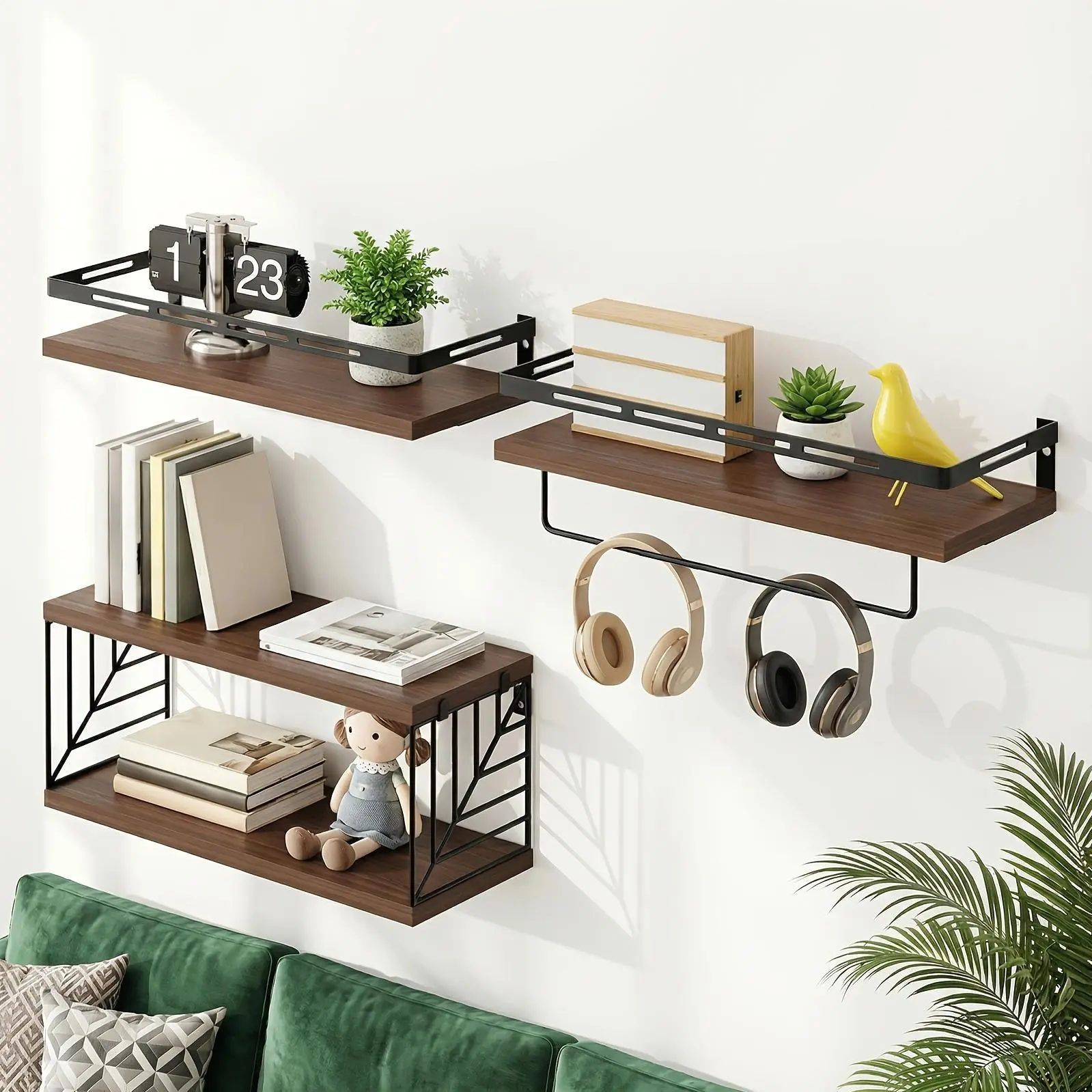 1pc (3+1 Tier) Over Toilet Wall Storage Shelf, Space-Saving Floating Wall Rack with Metal Frame And Towel Bar, Sturdy Multipurpose Organizer for Small Space, Modern Wall Decor for Bathroom, Kitchen, Bedroom, Living Room, Daily And Holiday Storage
