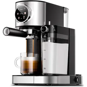 Espresso Machine 20Bar, Cappuccino Machine with Automatic Milk Frother, Touch Screen, 3 in 1 Professional Espresso Maker with Dual Heating System & Capsule Compatible (Black)