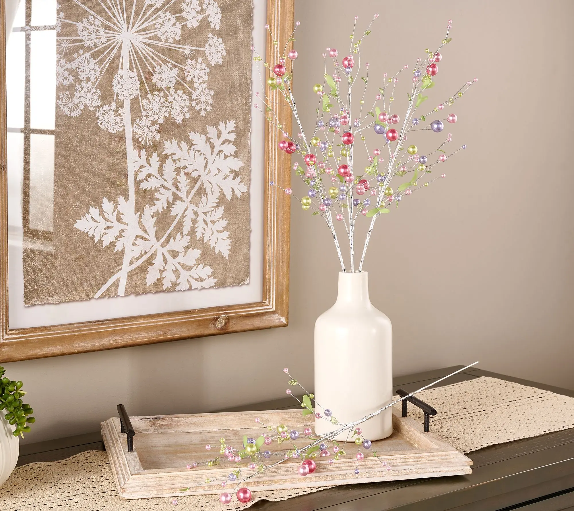 Set of (4) 24" Pearl and Leaf Stems by Valerie