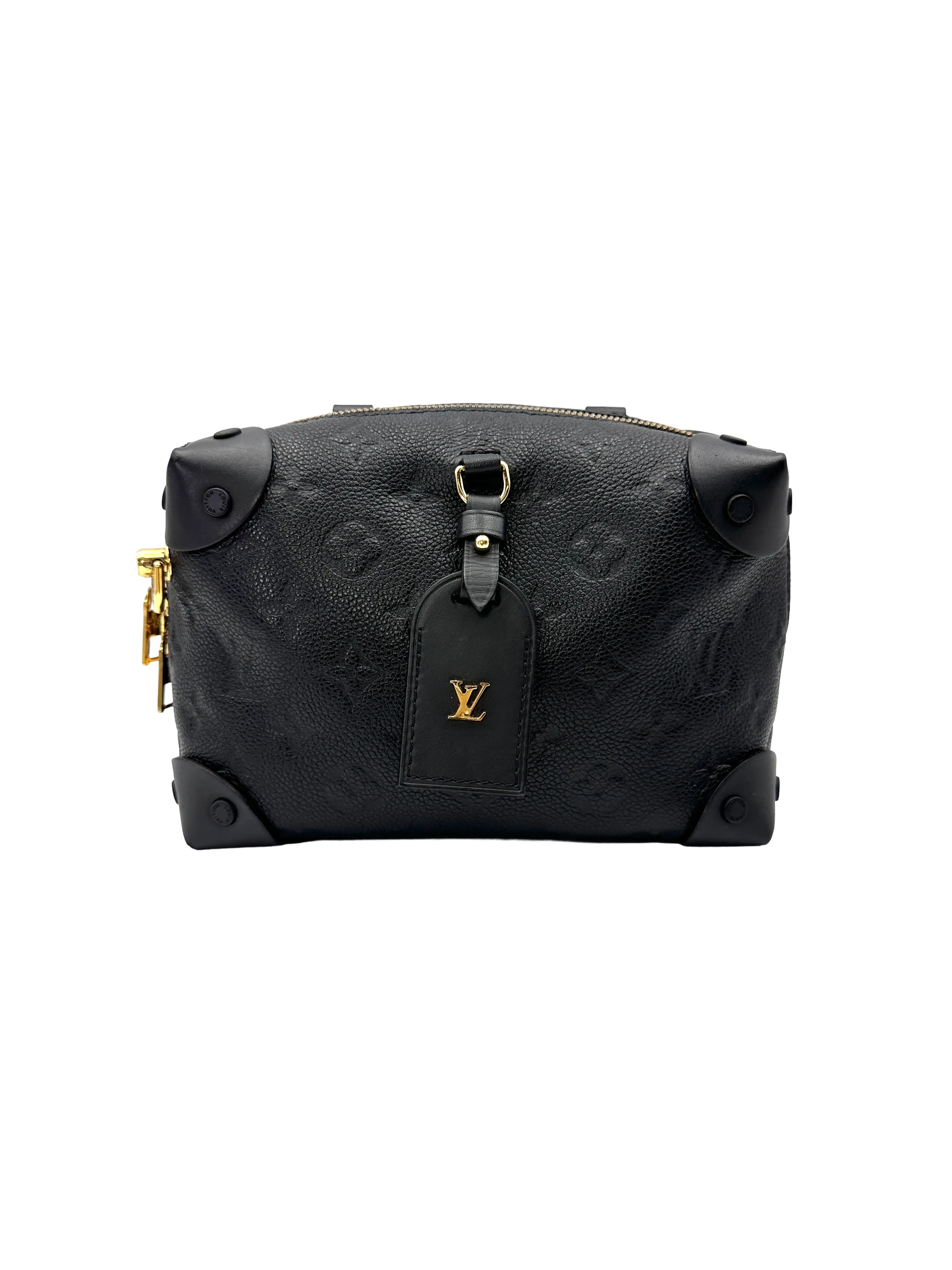 Pre-owned Louis Vuitton leather Crossbody Bags Petite Malle Souple Black Monogram Empreinte Handle Bag LV3038