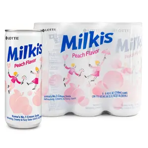 LOTTE Milkis Peach Carbonated  Beverage, 8.45 fl oz – 6 Cans