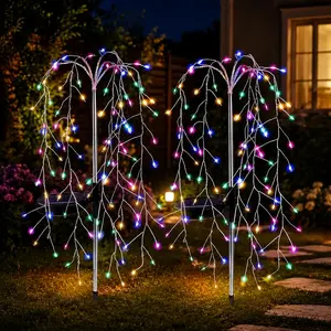 Outdoor LED Solar Power Firework Garden Lights Starburst Tree Stake Lamp Outdoor Waterproof Path Light for Garden Yard Party Decoration Gifts (Colored Light) led light amsterdam lantern window