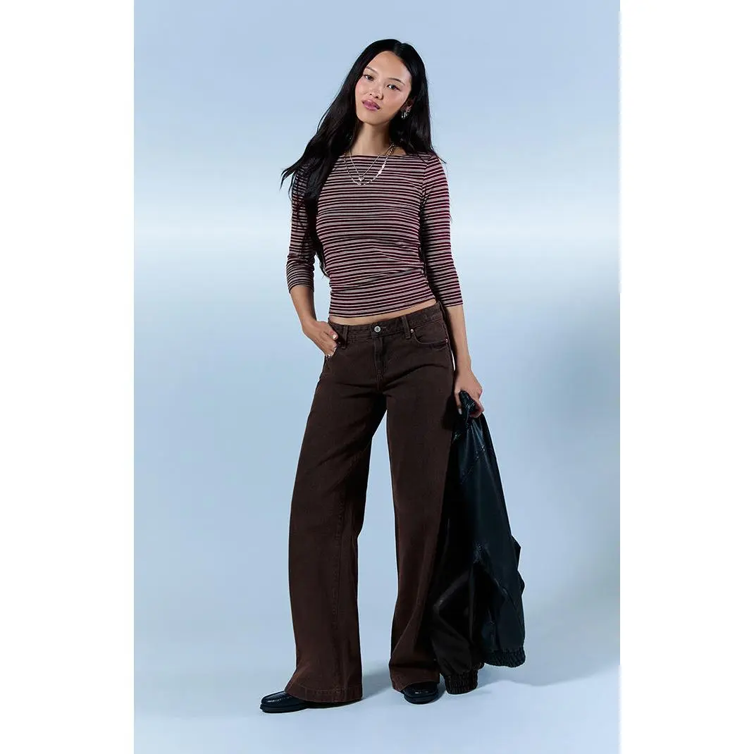 Pacsun Women's Casey Low Rise Baggy Jeans Brown