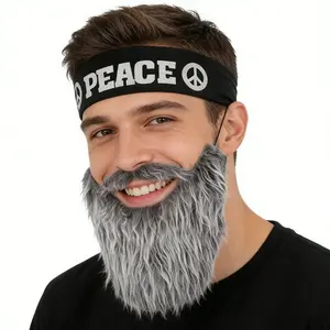 Costume Set with Fake Hairband and Mustache, Funny Humor Party for Holidays, Music Festivals, Birthday Gifts, Party Accessories, Humorous Accessory
