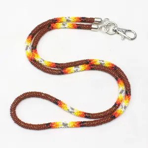 Handmade beaded Brown woven Southwestern lanyard