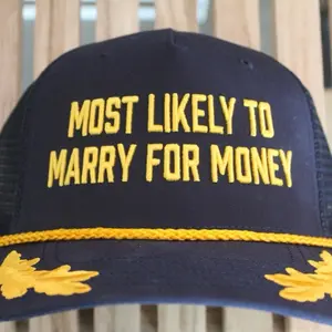 CTS Most Likely to Marry for Money Hat - Navy Blue with Gold Embroidery and Leaf Detail
