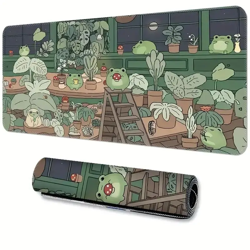 Cute Cartoon Frog Pattern Mouse Pad, 1 Count Large Size Gaming Mouse Pad, Non-slip Washable Desktop Protective Mat, Desk Decoration Mat for Office & H