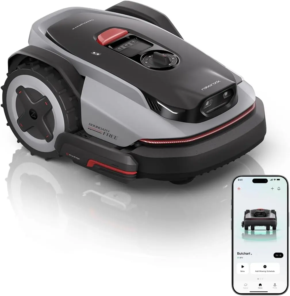Robot Lawn Mower, Wire-Free Robotic Lawn Mower with Full-Band RTK + VSLAM Navigation, Auto Mapping, AI Vision Obstacle Avoidance, App Control, 45% Slope, Covers Up to 1/4 Acre