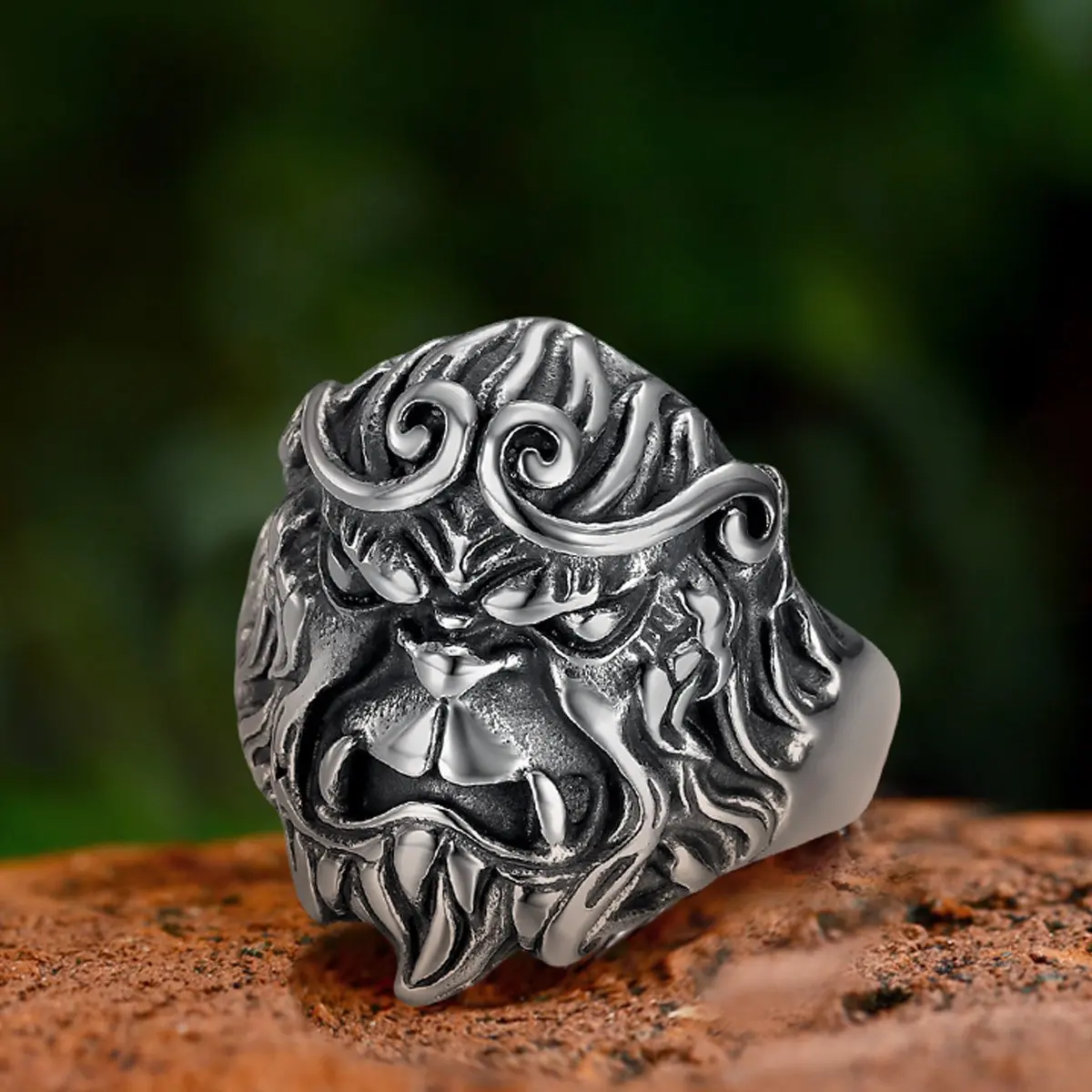 Monkey King Ring in Stainless Steel, Hip Hop Punk Animal Jewelry, Trending Costume Accessory for Parties & Daily Wear, Animals, Dressing Up, Street Look, Monkey Head, Round Band, Punk Vibe, Holiday Wear, Geometric