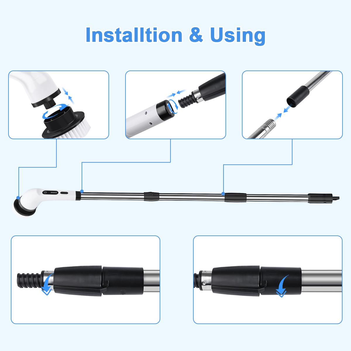 2026 New Electric Spin Scrubber — Cordless Design, IPX7 Waterproof Rating, Multi-Surface Versatility; Ultra-Long Battery Life, Adjustable Speed, Extendable Handle; A Multifunctional Cleaning Kit Designed Specifically for Bathrooms and Kitchens.