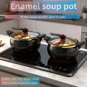German Enamel Stockpot Quick Cooking Pot Soup Pot Fast Stew Pan Ceramic Non-Stick Home Kitchen Multi-Functional Double Ear Casserole Universal Pot
