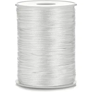 2mm x 100 Yards Satin Nylon Trim Cord, Rattail, Chinese Knot, Kumihimo Cord (White)