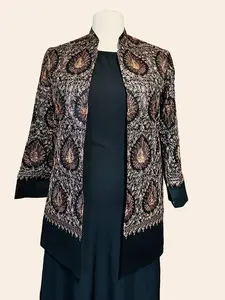 افغان زردوزی کورتې Khyber Collection Brown & Gold Embroidered Coat