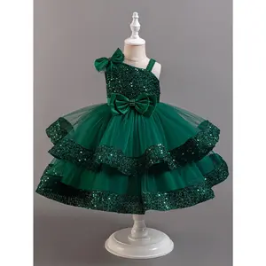New(New)[Puffy Princess Dress] Sparkling Short-Sleeve Puffy Dress for Infants And Toddlers - Bow Decoration - Formal Occasions, Birthday Parties, Photography, Banquets - Little Princesses