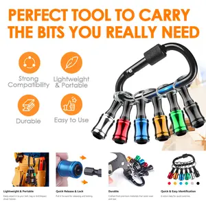 VAYWET 12PCS 6PCS Bit Holders 1/4 Socket, Hex Shank Screwdriver Bit Holder For Impact Driver Drill Bit Keychain Extension Bar Drill Screw Adapter Quick-change Screwdriver Light-weight Carabiners Portable Quick Release Bit Holder For Nut Driver Tools Home