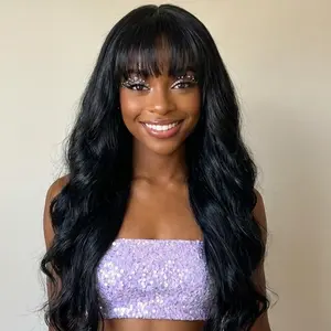 Jreal’s Wig Wear & Go Body Wave Wigs 26inch With Bangs Human Hair Wigs For Women None Lace WigsGlueless Machine Made Wig